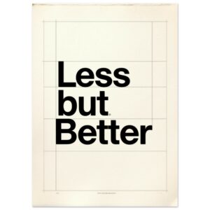 Less But Better Minimalist Typography Wall Art Print - Dieter Rams Quote Poster