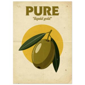 Pure Liquid Gold Vintage Olive Oil Kitchen Wall Art Print
