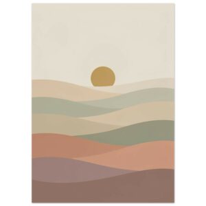 Abstract Desert Sunset Wall Art | Minimalist Boho Landscape Print | Earth Tone Rolling Hills
