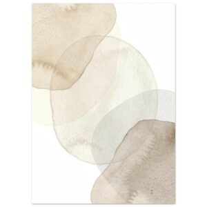 Abstract watercolor composition with overlapping organic shapes in soft beige, cream, and tan tones on white background.