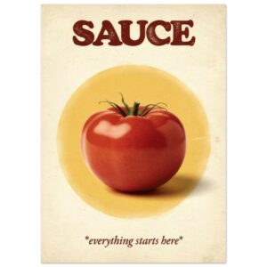 Vintage Tomato Sauce Kitchen Wall Art Print - Retro Food Poster