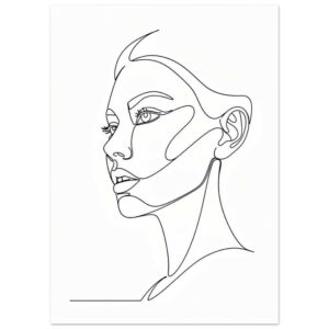 Minimalist Woman Face Line Art Print - Abstract Female Portrait Wall Art