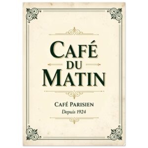 Café Du Matin Vintage French Café Wall Art Print - Parisian Typography Poster