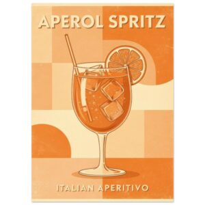 Aperol Spritz Retro Cocktail Wall Art Print - Italian Aperitivo Vintage Poster