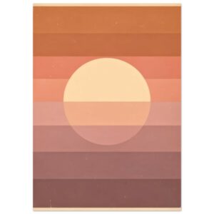 Retro Sunset Minimalist Wall Art Print - 70s Vintage Color Block Sun Poster