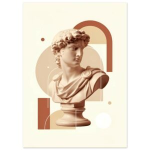 Greek Statue Bust Abstract Geometric Wall Art Print | Neoclassical Modern Decor