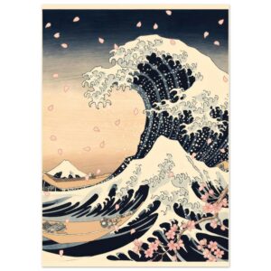 The Great Wave with Cherry Blossoms - Japanese Ukiyo-e Wall Art Print