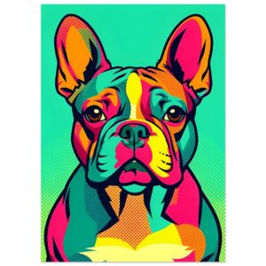 French Bulldog Pop Art Wall Art Print - Colorful Frenchie Dog Portrait