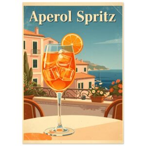 Aperol Spritz Vintage Italian Travel Poster Wall Art Print