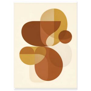 Mid-Century Modern Abstract Geometric Wall Art Print - Warm Earth Tones Overlapping Shapes