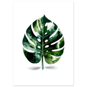 Monstera Leaf Watercolor Print - Tropical Botanical Wall Art