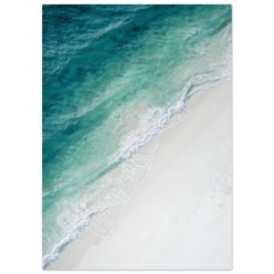 Aerial Ocean Waves and White Sand Beach Wall Art Print