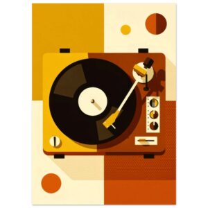 Retro Vinyl Record Player Mid-Century Modern Wall Art Print