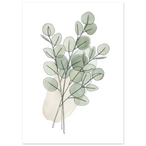 Eucalyptus Line Art Print - Minimalist Botanical Watercolor Wall Art