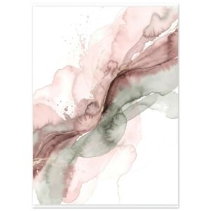 Blush Pink and Sage Green Abstract Watercolor Wall Art Print