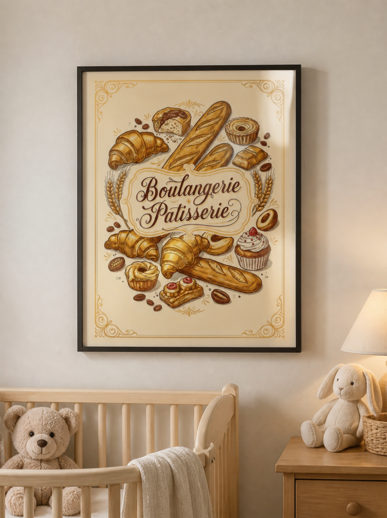 French Boulangerie Patisserie Vintage Bakery Wall Art Print