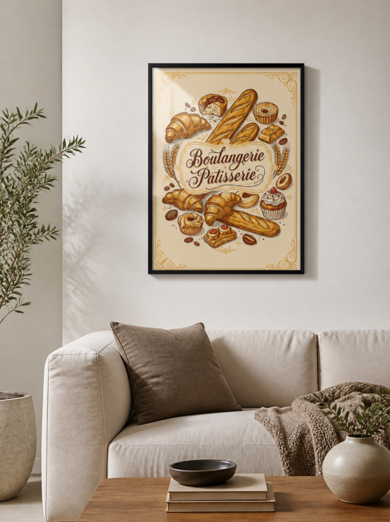 French Boulangerie Patisserie Vintage Bakery Wall Art Print