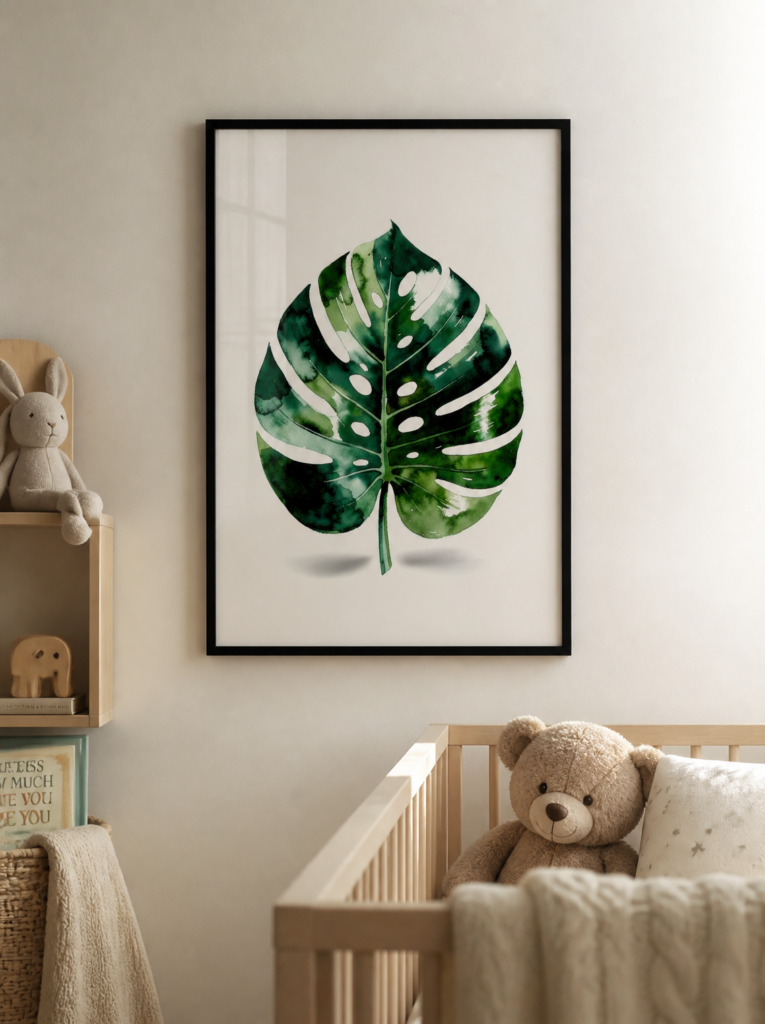 Monstera Leaf Watercolor Print - Tropical Botanical Wall Art