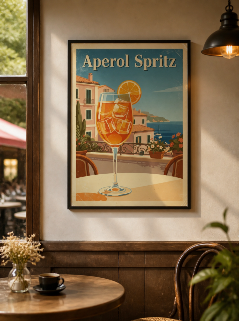 Aperol Spritz Vintage Italian Travel Poster Wall Art Print