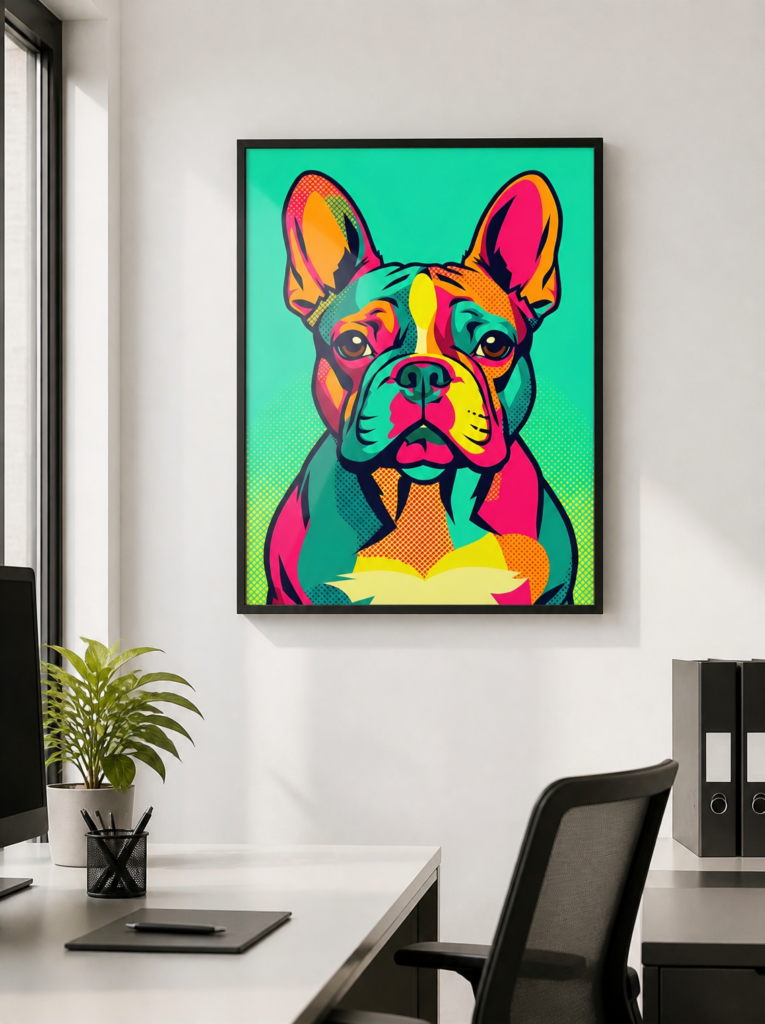 French Bulldog Pop Art Wall Art Print - Colorful Frenchie Dog Portrait