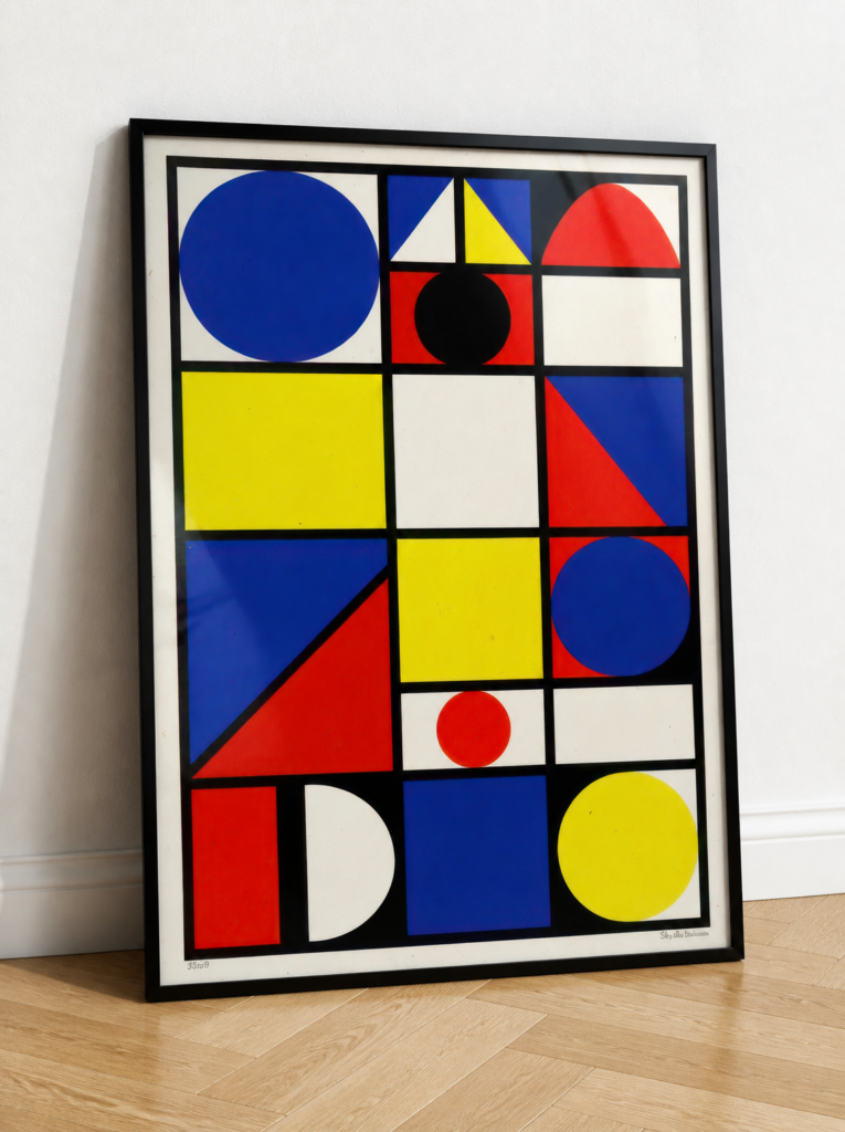 De Stijl Geometric Abstract Wall Art Print | Primary Colors Bauhaus Inspired Poster