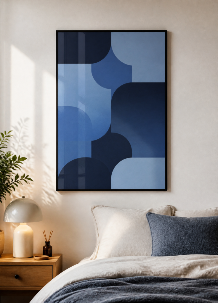 Blue Geometric Abstract Wall Art Print - Modern Minimalist Poster