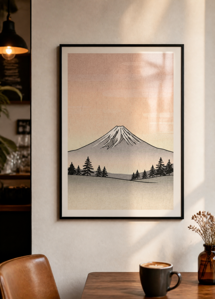 Mount Fuji Japanese Woodblock Print Style Wall Art Poster
