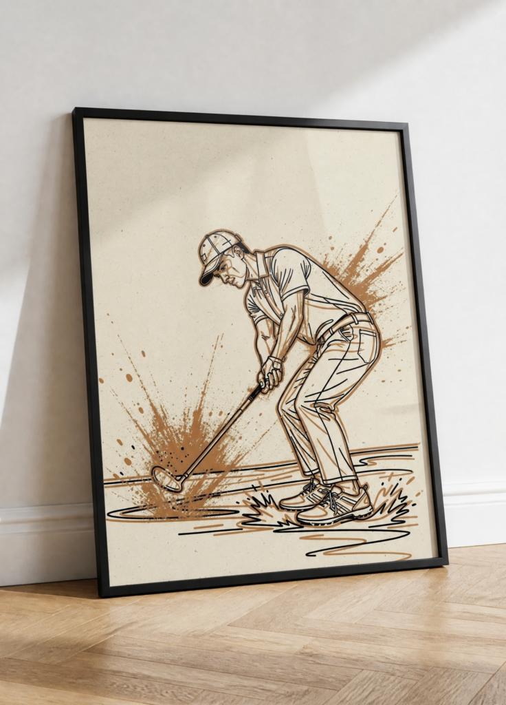 Golf Player Line Art Illustration Wall Poster - Minimalist Sports Art Print