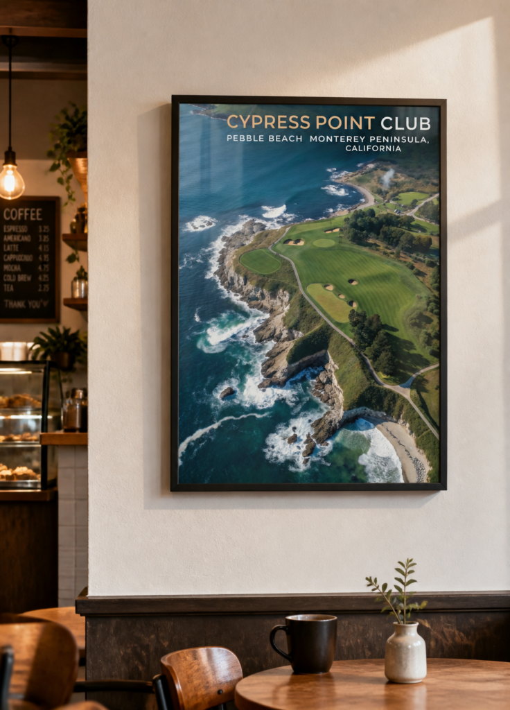 Cypress Point Club Aerial Golf Course Poster - Pebble Beach Monterey Peninsula Wall Art