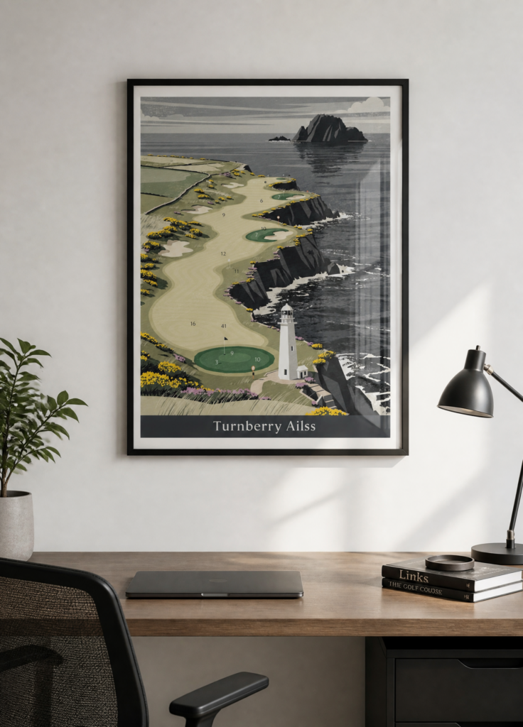 Turnberry Ailsa Golf Course Vintage Illustration Wall Art Poster