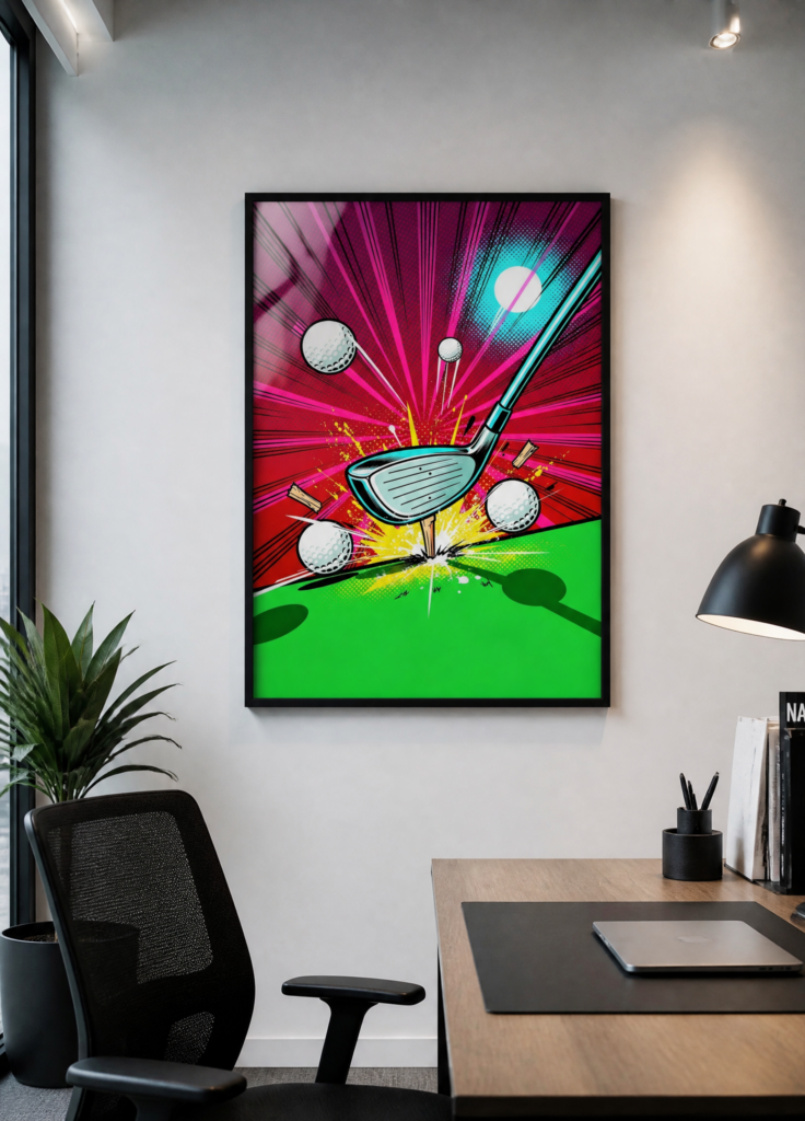 Pop Art Golf Swing Comic Book Style Wall Art Poster