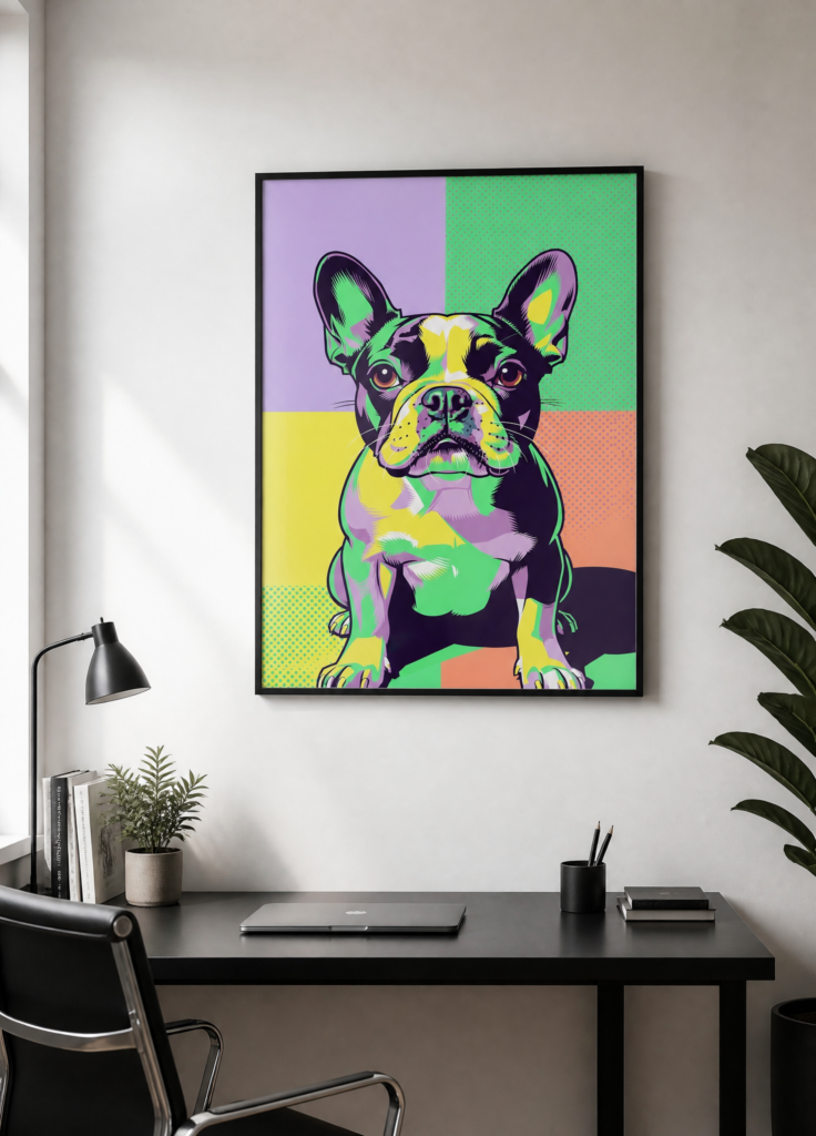 French Bulldog Pop Art Wall Poster – Colorful Frenchie Dog Illustration Print