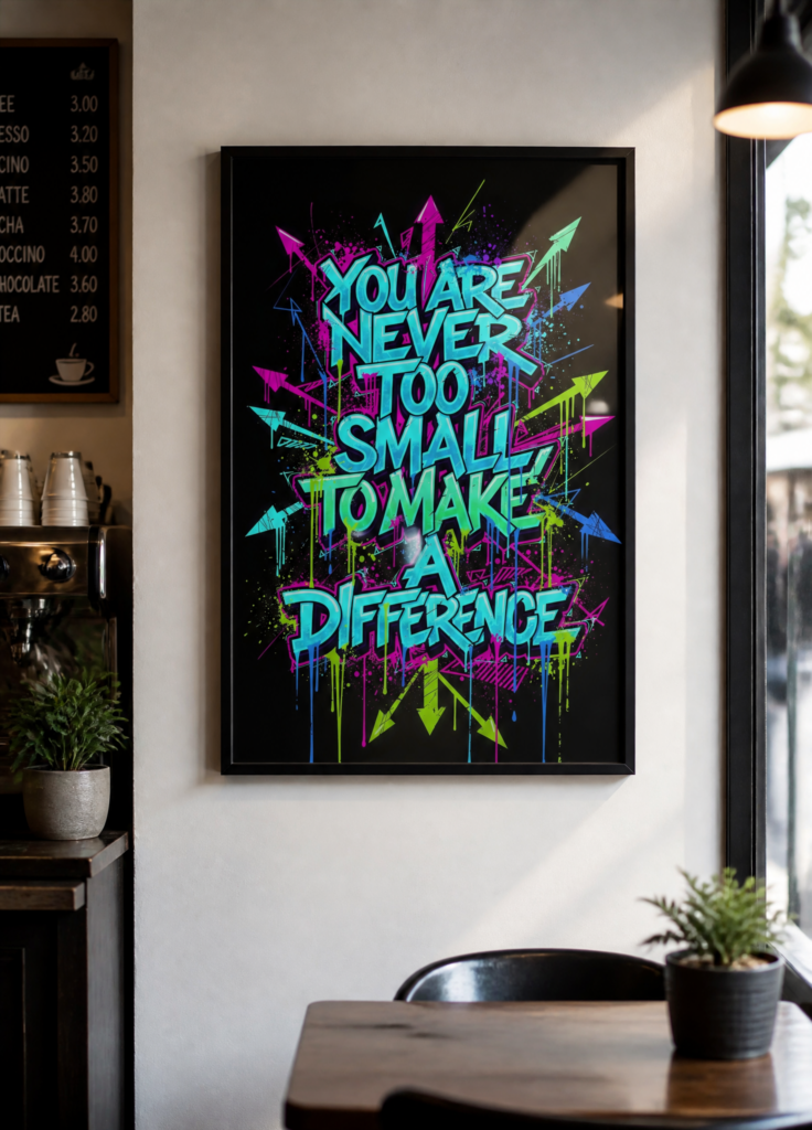 You Are Never Too Small To Make A Difference - Graffiti Motivational Wall Art Poster