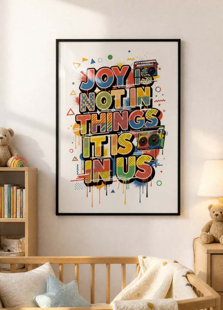 Joy Is Not In Things It Is In Us - Retro Pop Art Typography Wall Art Poster