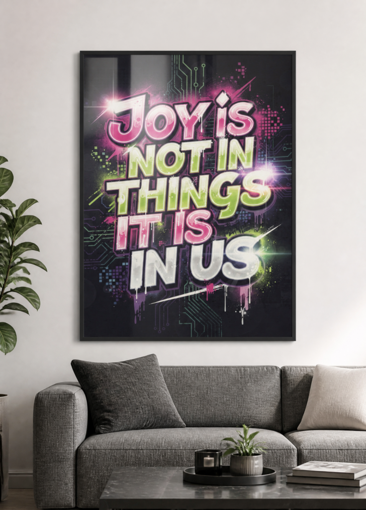 Joy Is Not In Things It Is In Us Motivational Typography Wall Art Poster
