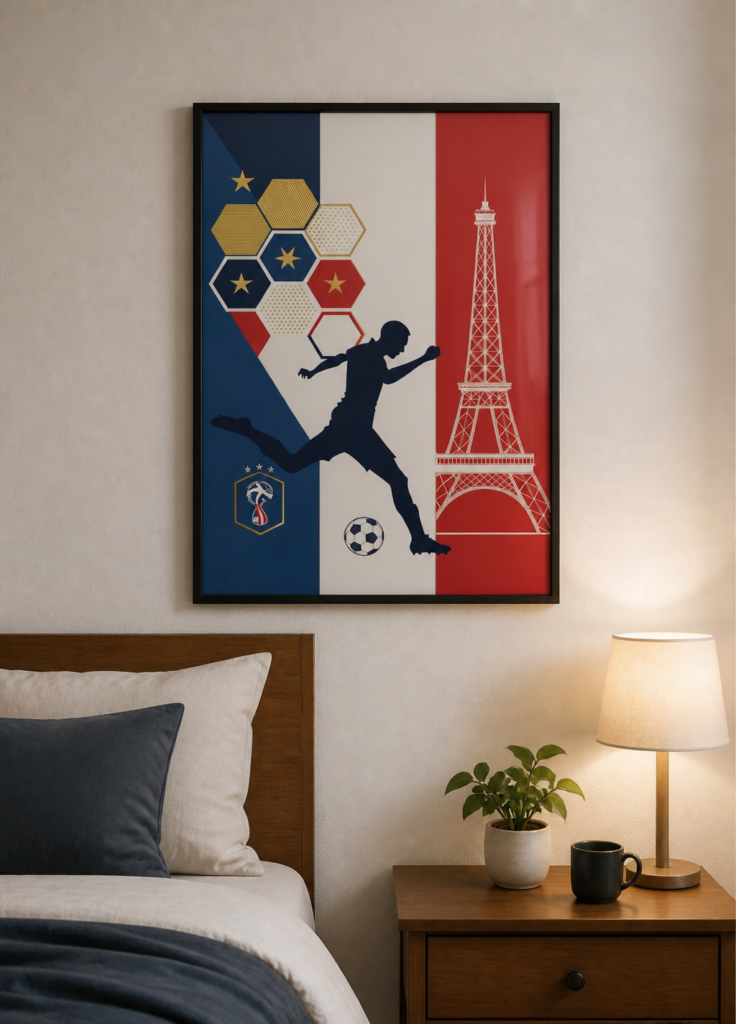French Football Tricolore Poster - France Soccer Eiffel Tower Wall Art