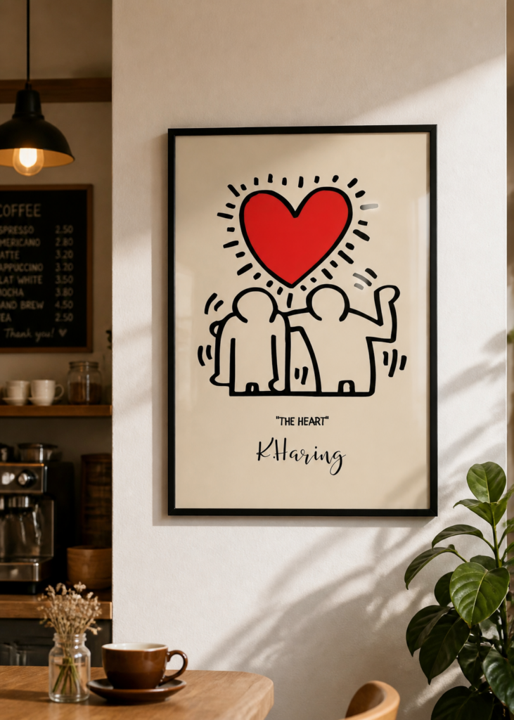 Keith Haring The Heart Poster – Iconic Pop Art Print for Modern Wall Decor