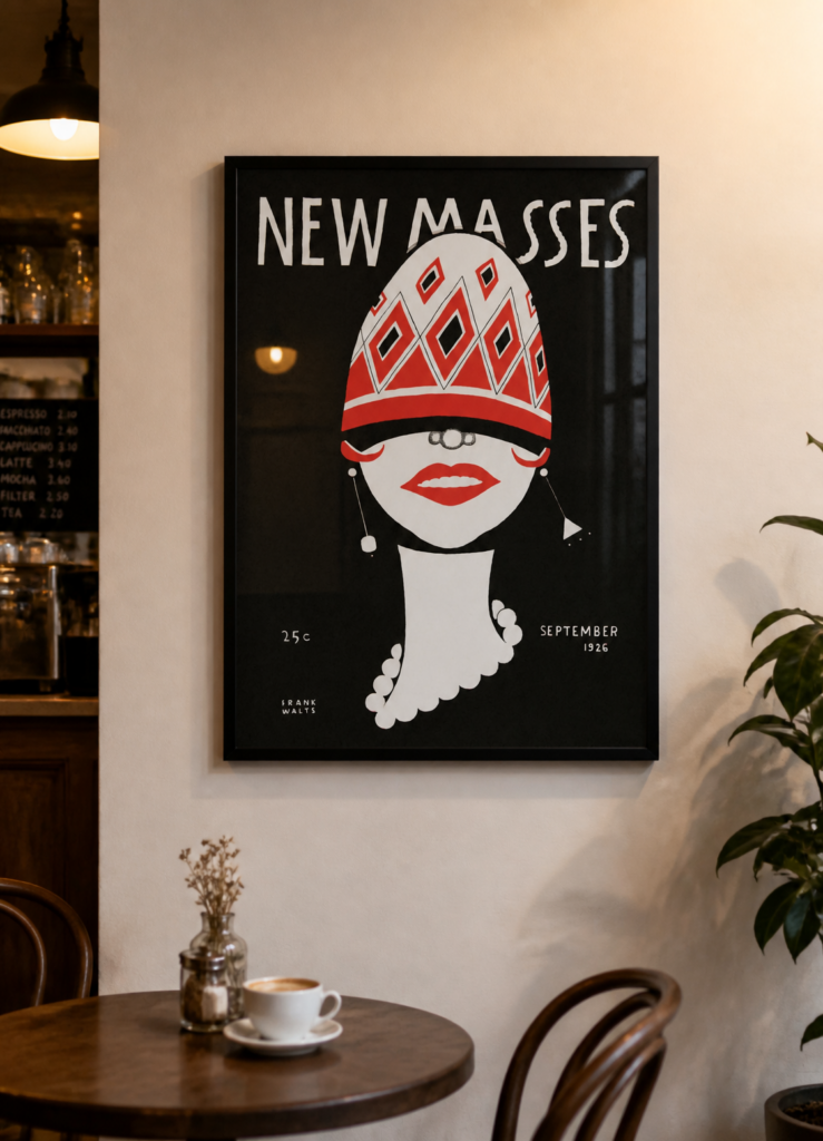 New Masses 1926 Art Deco Flapper Woman Vintage Magazine Cover Poster