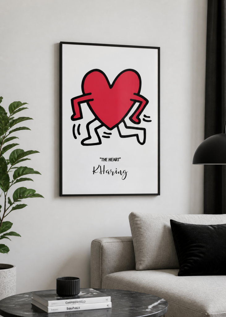 Keith Haring The Heart Running Figure Art Print – Pop Art Wall Poster 50x70cm