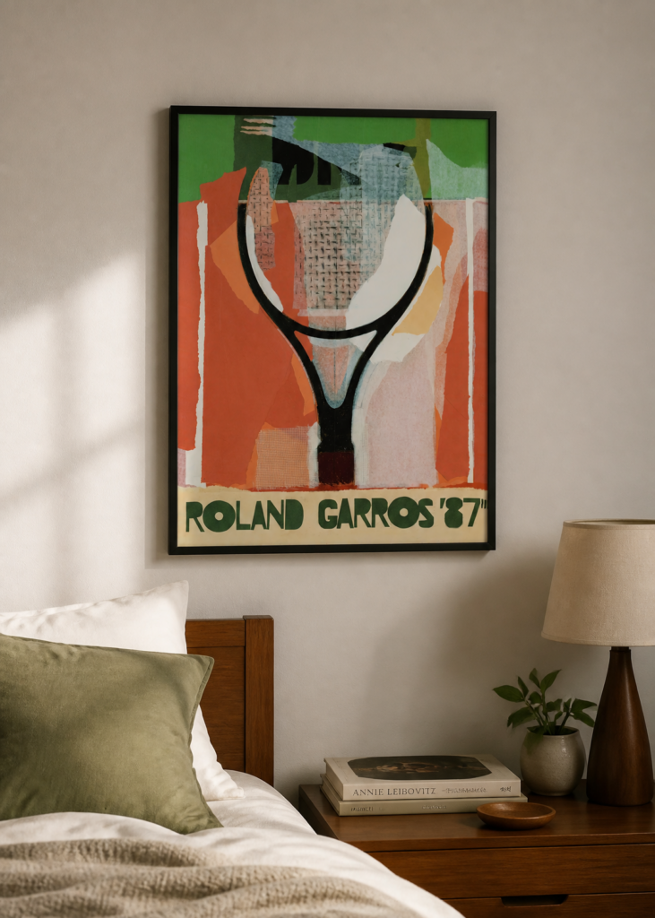 Roland Garros 1987 Vintage French Open Tennis Poster - Abstract Racket Art Print