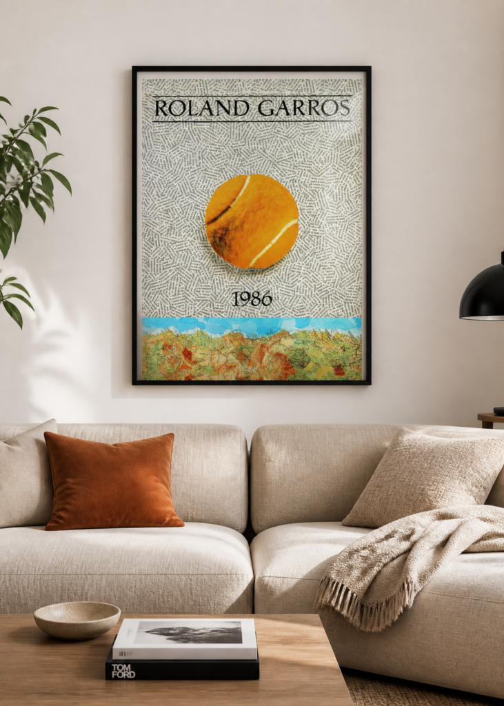 Roland Garros 1986 Vintage French Open Tennis Poster - Jiri Kolar Art Print