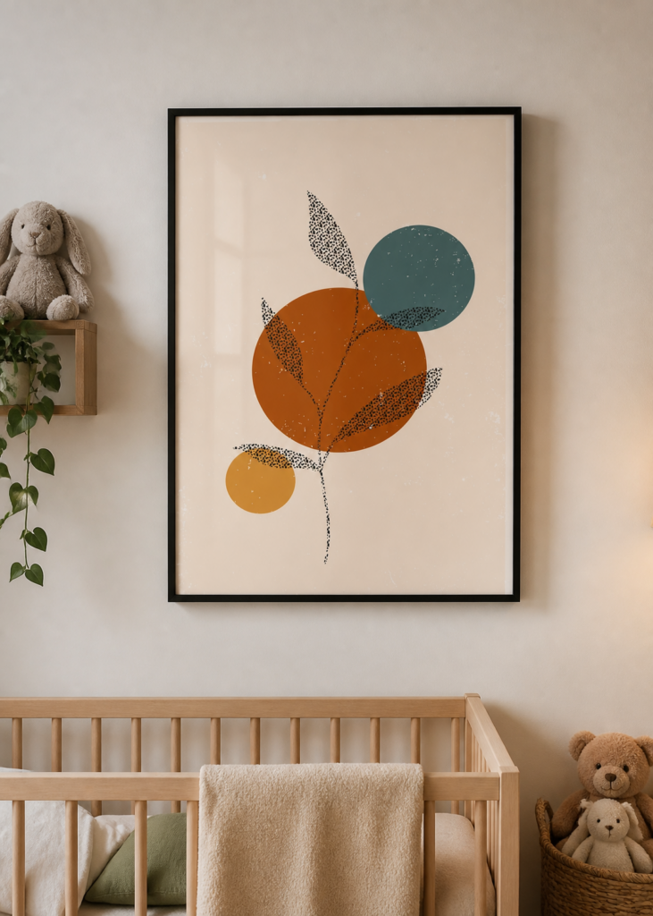 Boho Botanical Plant Print | Mid-Century Modern Wall Art | Terracotta Teal Mustard Abstract Poster