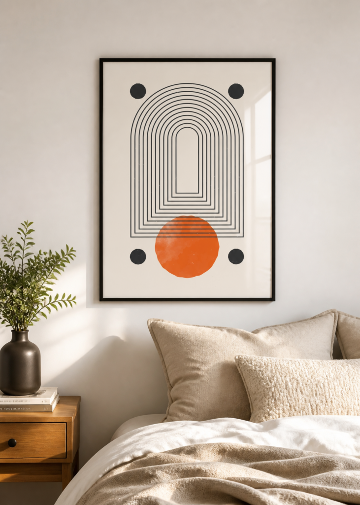 Mid-Century Modern Arch Sun Geometric Poster | Boho Minimalist Wall Art Print 50x70cm