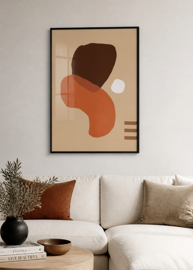 Abstract Earth Tones Wall Art Print - Modern Minimalist Organic Shapes Poster