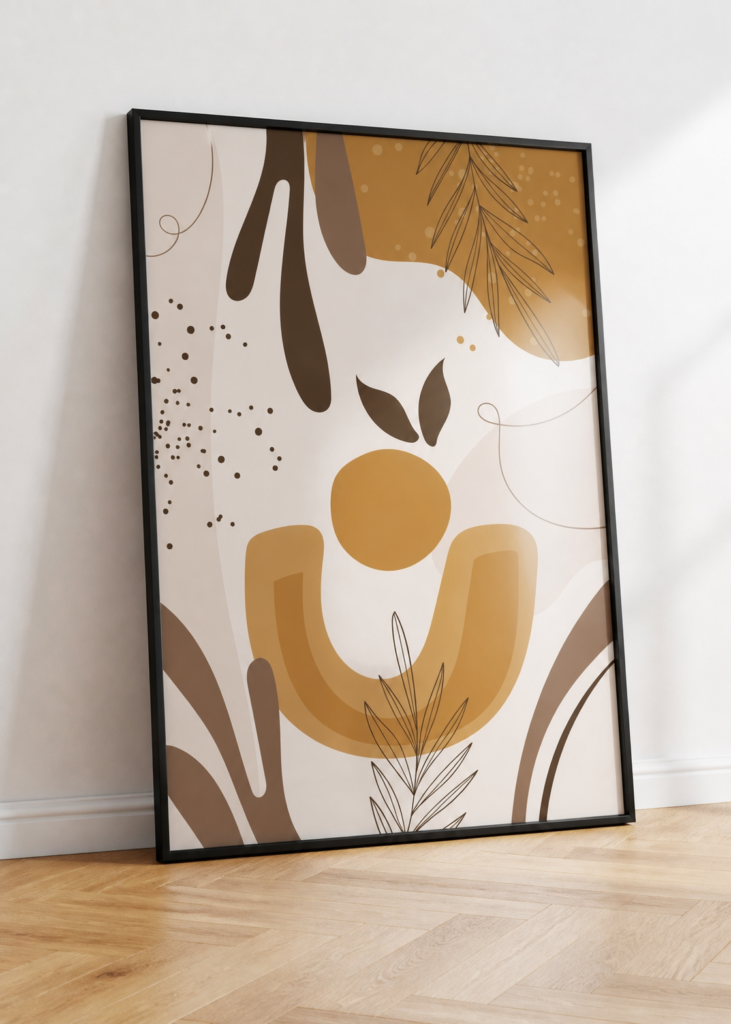 Boho Abstract Earth Tones Wall Art Print | Minimalist Botanical Poster | Warm Neutral Home Decor