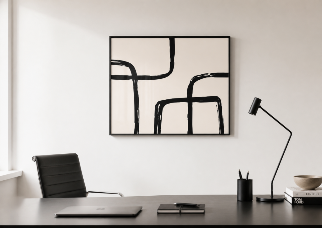 Minimalist Abstract Black Line Art Print | Gestural Brush Stroke Poster | Modern Wall Art 50x70cm