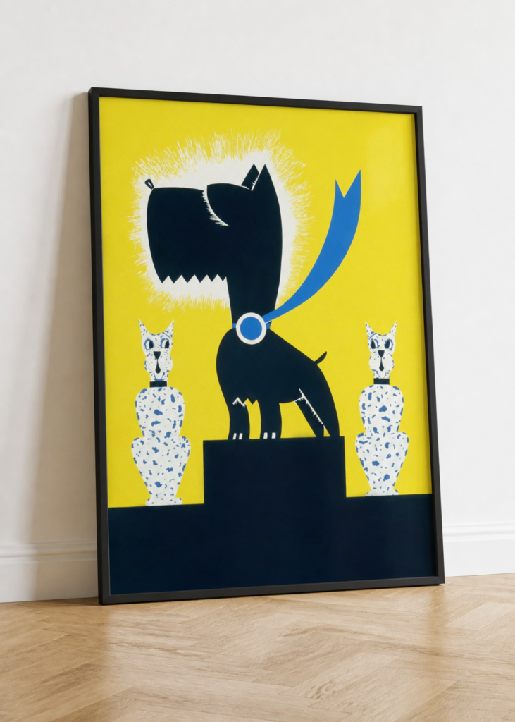 Retro Dog Show Champion Illustration - Mid-Century Modern Wall Art Poster