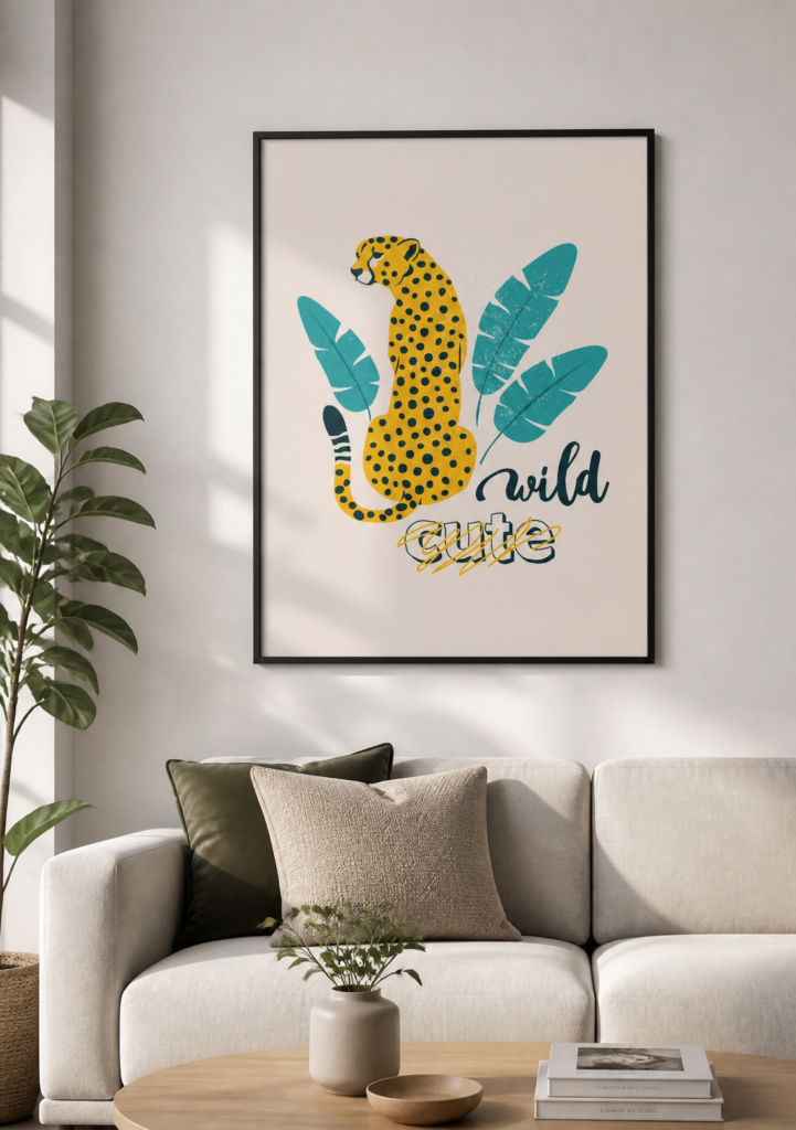 Wild Not Cute Cheetah Tropical Illustration Wall Art Print