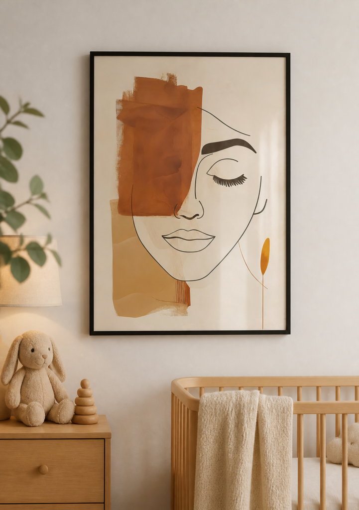 Abstract Woman Face Line Art Print - Minimalist Boho Wall Art Poster