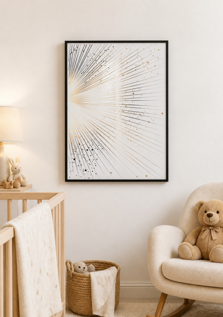 Abstract Gold Sunburst Lines Wall Art Print - Modern Minimalist Poster